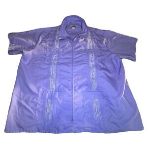The Genuine Haband Guayabera Men's Zip-Up Short Sleeve Shirt‎ Purple Size L/XL